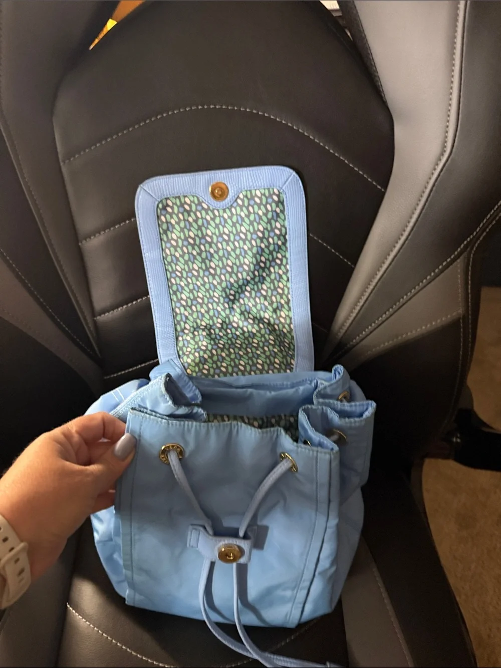 Vera Bradley Light Blue Nylon Drawstring Backpack